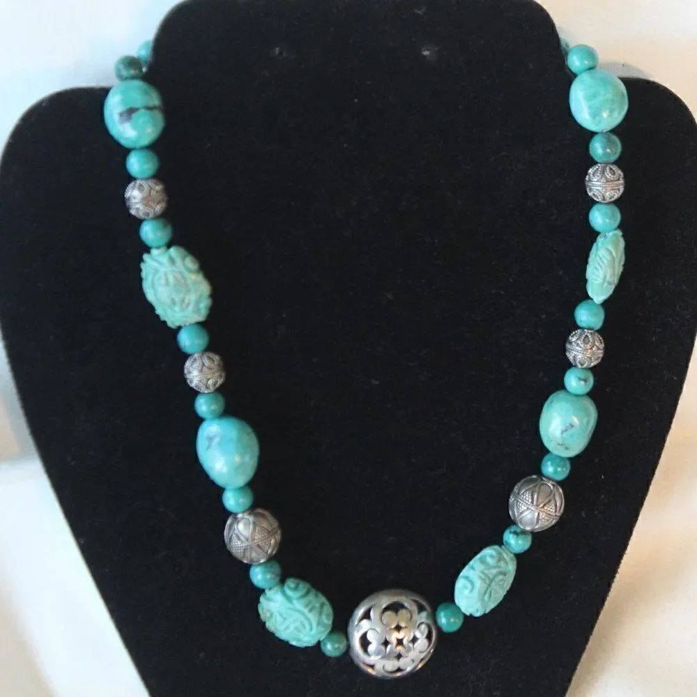 Turquoise and Sterling Silver Necklace NWOT 18"